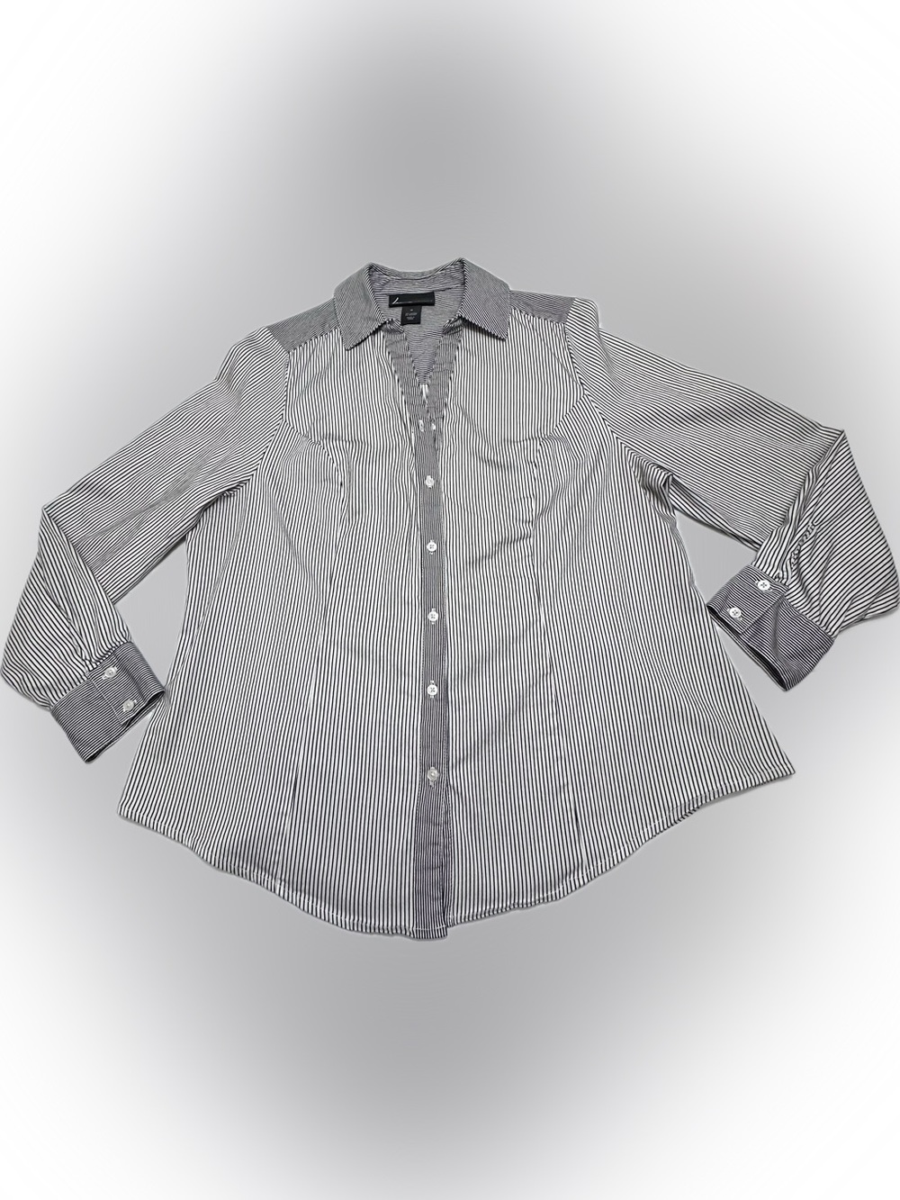 Lane Bryant Black & White Striped Button-Down Shirt